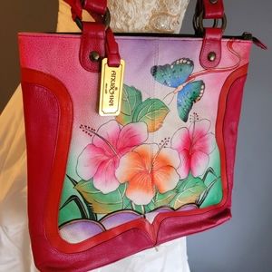 Anuschka Hawaiian hibiscus handbag
